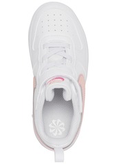 Nike Toddler Girl's Court Borough Low Recraft Fastening Strap Casual Sneakers from Finish Line - WHITE/PINK
