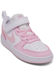 Nike Toddler Girls Court Borough Low Recraft Adjustable Strap Casual Sneakers from Finish Line - White, Pink Foam