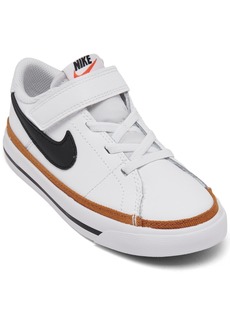 Nike Toddler Kids Court Legacy Adjustable Strap Closure Casual Sneakers from Finish Line - White, Black, Desert Ochre
