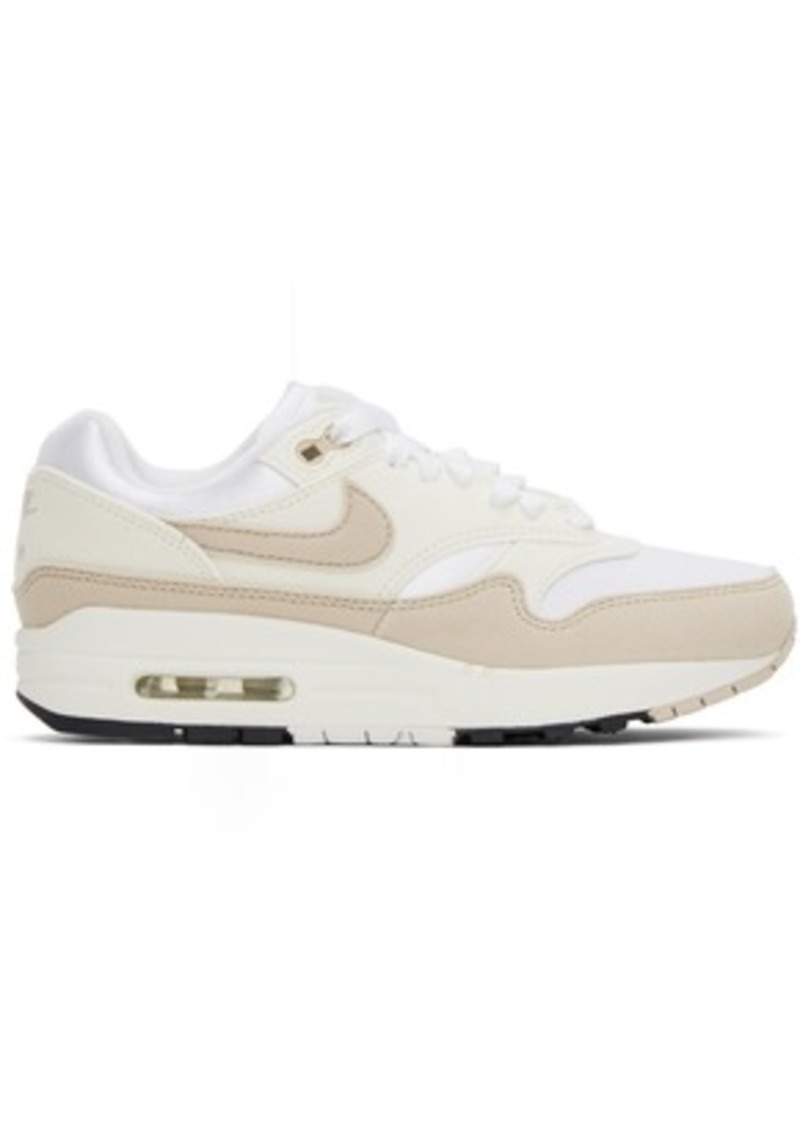 Nike White & Beige Air Max 1 Sneakers