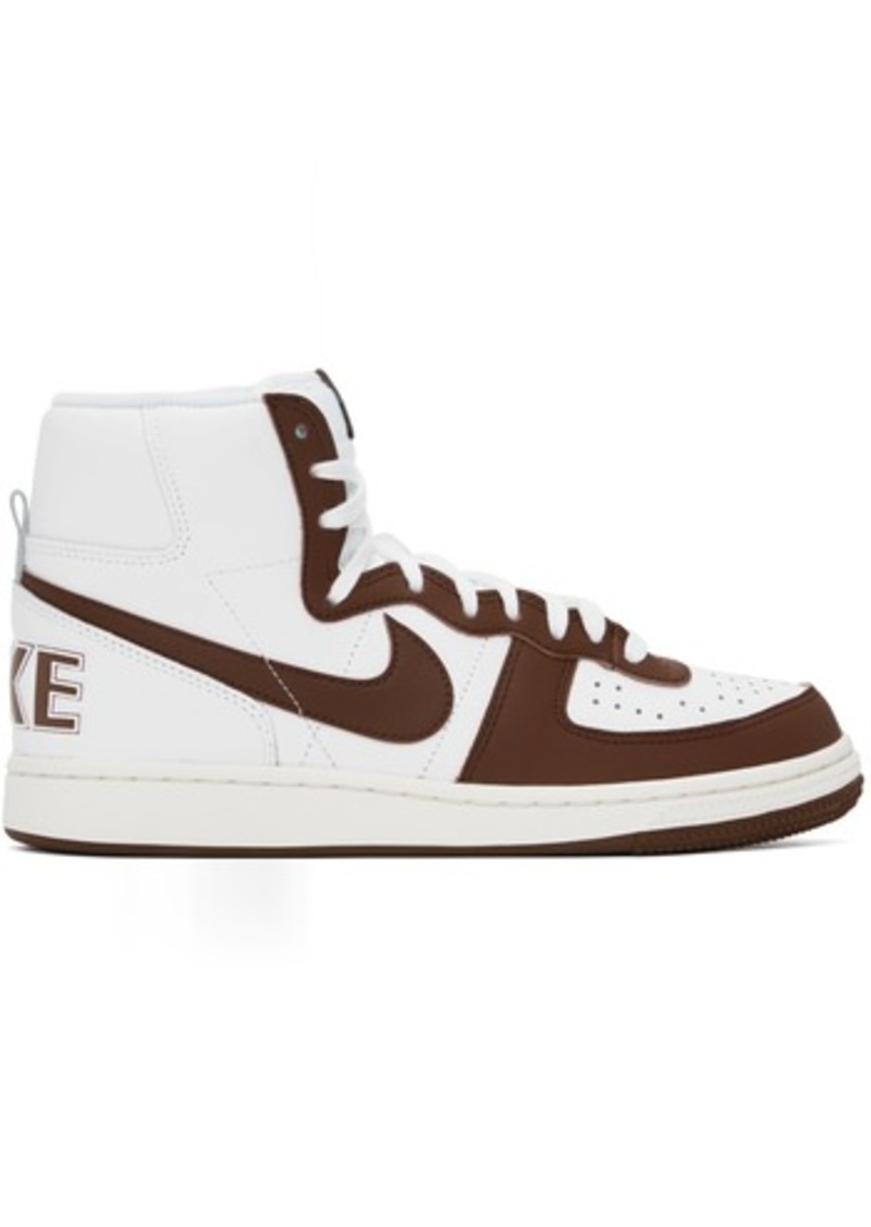 Nike White & Brown Terminator High Sneakers