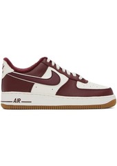 Nike White & Burgundy Air Force 1 '07 Sneakers