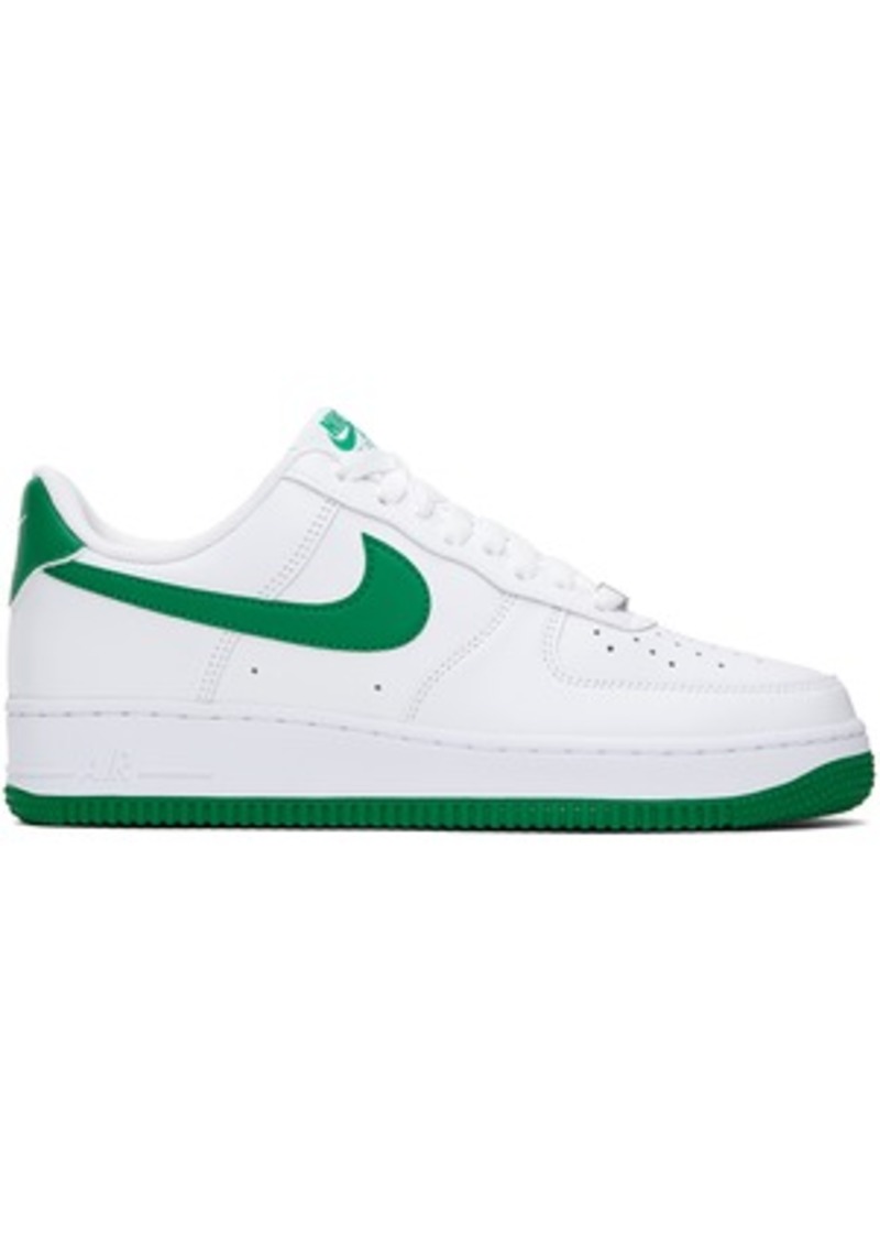 Nike White & Green Air Force 1 '07 Sneakers