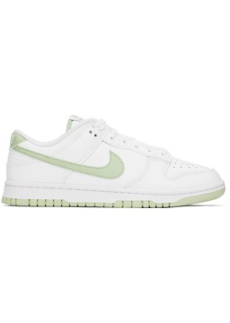 Nike White & Green Dunk Low Retro Sneakers