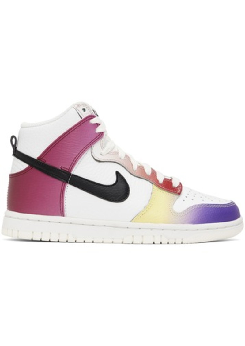 Nike White & Purple Dunk High Sneakers