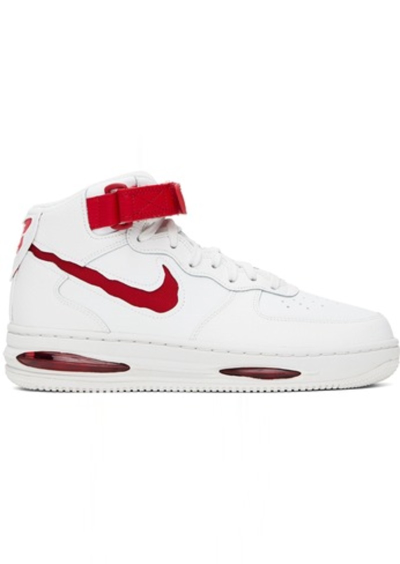 Nike White & Red Air Force 1 Mid Evo Sneakers