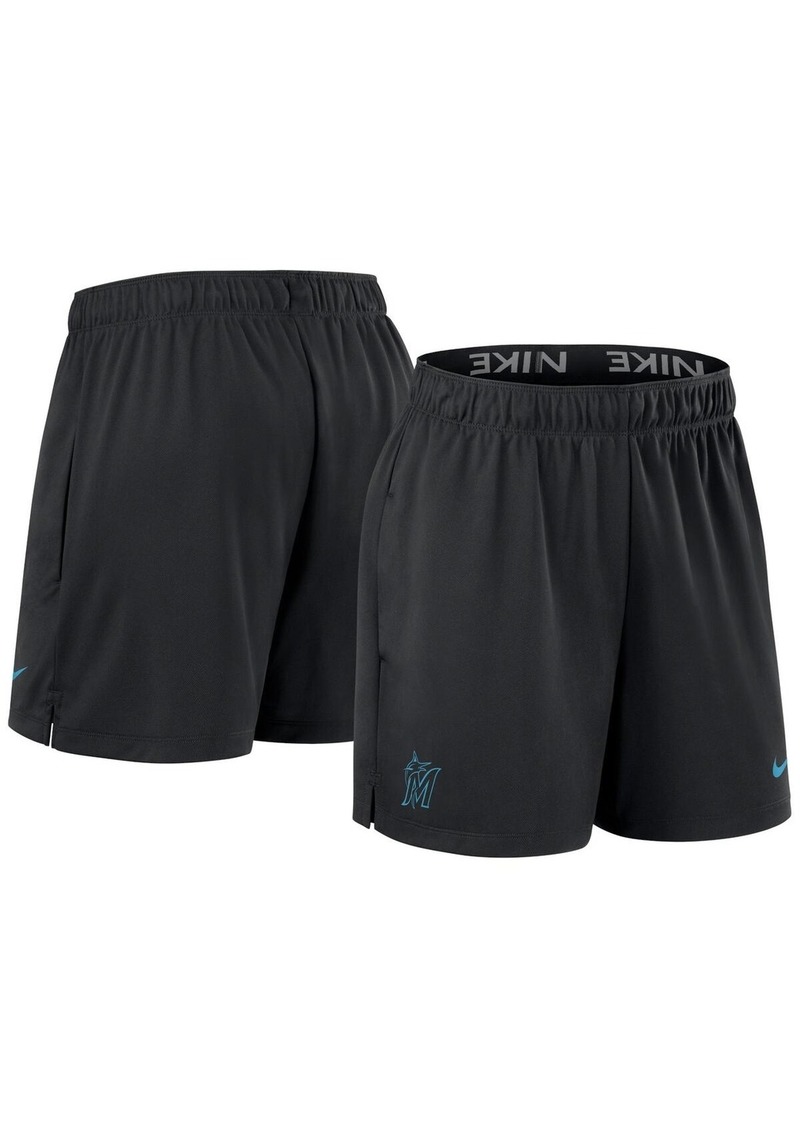 Nike Women's Black Miami Marlins Authentic Collection Knit Shorts - Black