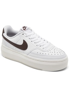 Nike Women's Court Vision Alta Leather Platform Casual Sneakers from Finish Line - White, Mocha