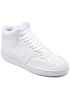 Nike Women's Court Vision Mid Casual Sneakers from Finish Line - White, White-White