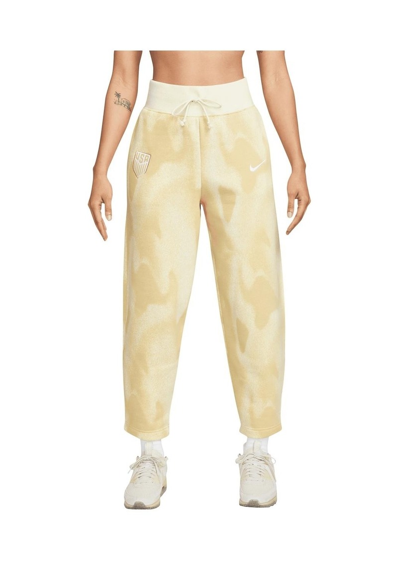 Nike Women's Cream Usmnt Phoenix Fleece High-Waisted Curve Pants - Cream