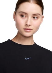 Nike Women's Dri-fit One Crewneck French Terry Sweatshirt - Black/black