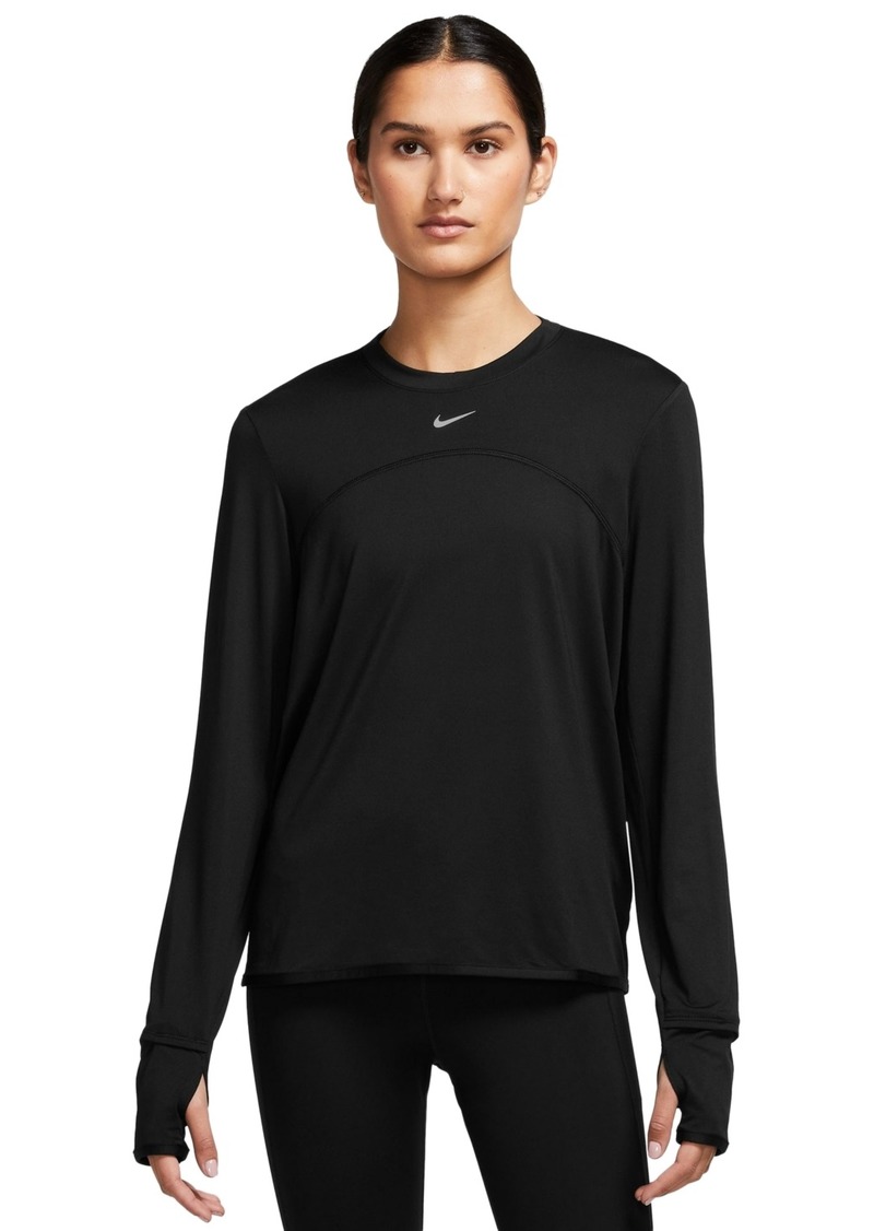 Nike Women's Dri-fit Swift Element Uv Crewneck Top - Black/reflective Silver