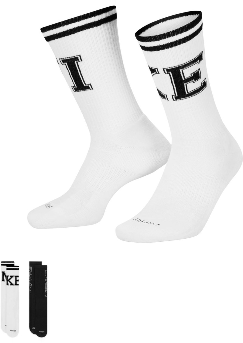 Nike Women's Everyday Cushion Crew Socks 2 Pack, Medium, White