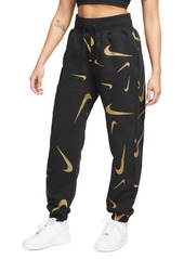 Nike Women's Fleece Sportswear High-Waisted Printed Joggers - Black/bronzine