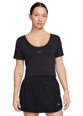 Nike Women's One Classic Dri-fit Short-Sleeve Cropped Twist-Back Top - White/black