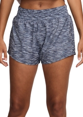 Nike Women's One Dri-fit Mid Rise Brief-Lined Printed Shorts - Black