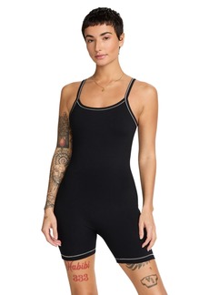 Nike Women's One Dri-Fit Short Bodysuit - Black/lt Orewood Brn/cool Grey