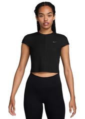 Nike Women's One Fitted Rib Dri-fit Cropped Top - Canyon Pink/white