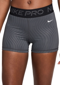"Nike Women's Pro Dri-fit Mid-Rise 3"" Printed Shorts - Anthracite/white"