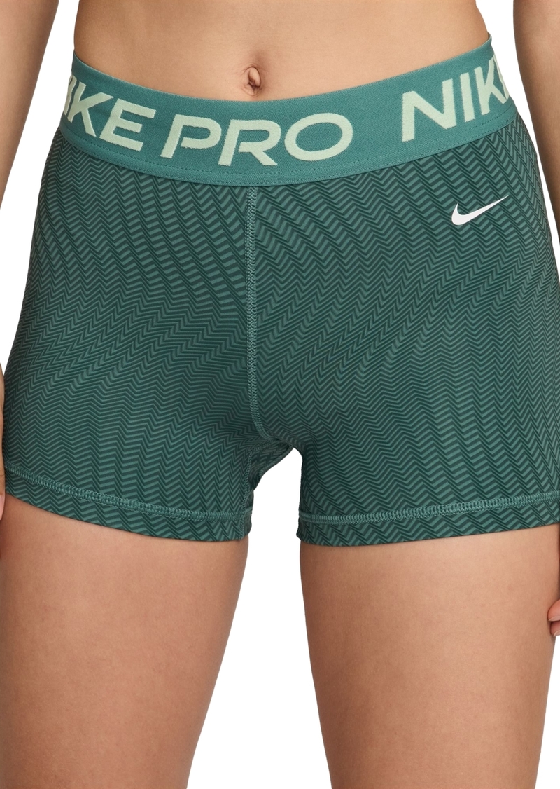 "Nike Women's Pro Dri-fit Mid-Rise 3"" Printed Shorts - Bicoastal/white"