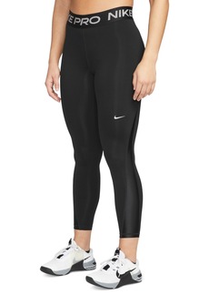Nike Women's Pro Mid-Rise 7/8 Leggings - Black/metallic Silver