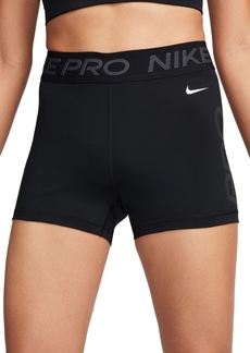Nike Women's Pro Mid-Rise Elastic-Waist Graphic Shorts - Black/anthracite/white