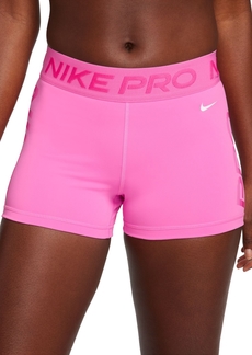 Nike Women's Pro Mid-Rise Elastic-Waist Graphic Shorts - Playful Pink/alchemy Pink/white