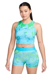 Nike Women's Pro Printed Dri-fit Cropped Training Tank - Hyper Pink/green Strike