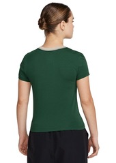 Nike Women's Sportswear Chill Knit Slim Cropped T-Shirt - Lt Orewood Brn/white