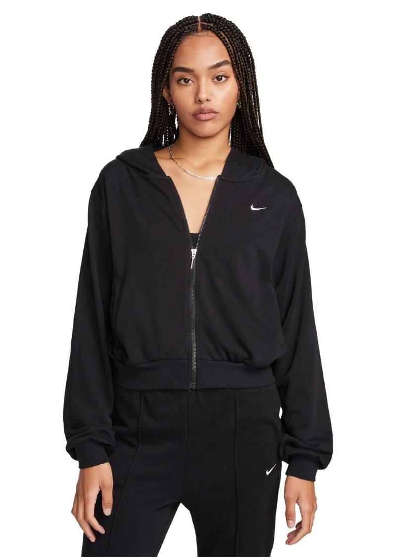 Nike Women's Sportswear Chill Terry Loose-Fit Full-Zip French-Terry Hoodie - Black/sail