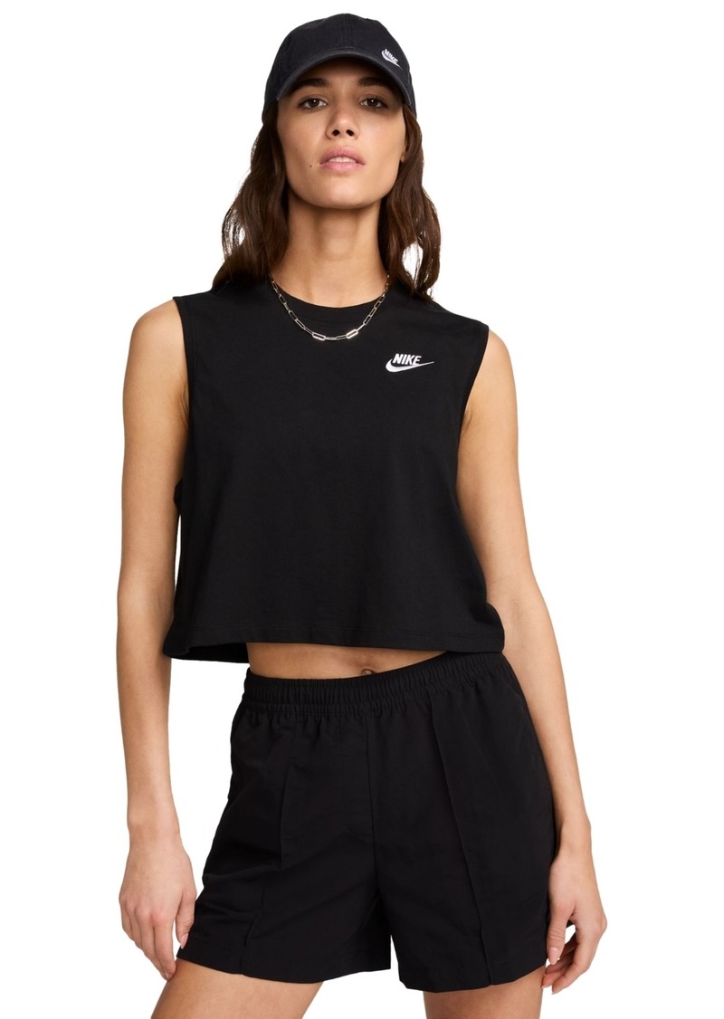 Nike Women's Sportswear Club Cropped Sleeveless T-Shirt - Black/white