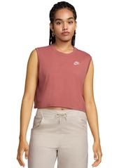 Nike Women's Sportswear Club Cropped Sleeveless T-Shirt - Black/white