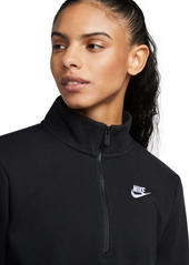 Nike Women's Sportswear Club Fleece 1/2-Zip Sweatshirt - Dark Grey Heather/white