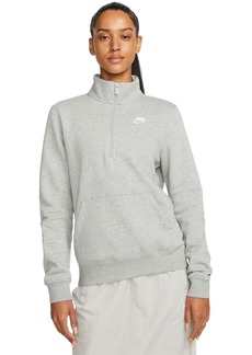 Nike Women's Sportswear Club Fleece 1/2-Zip Sweatshirt - Dark Grey Heather/white