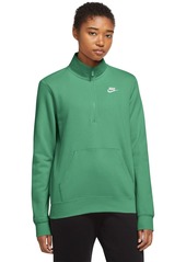 Nike Women's Sportswear Club Fleece 1/2-Zip Sweatshirt - Stadium Green/white