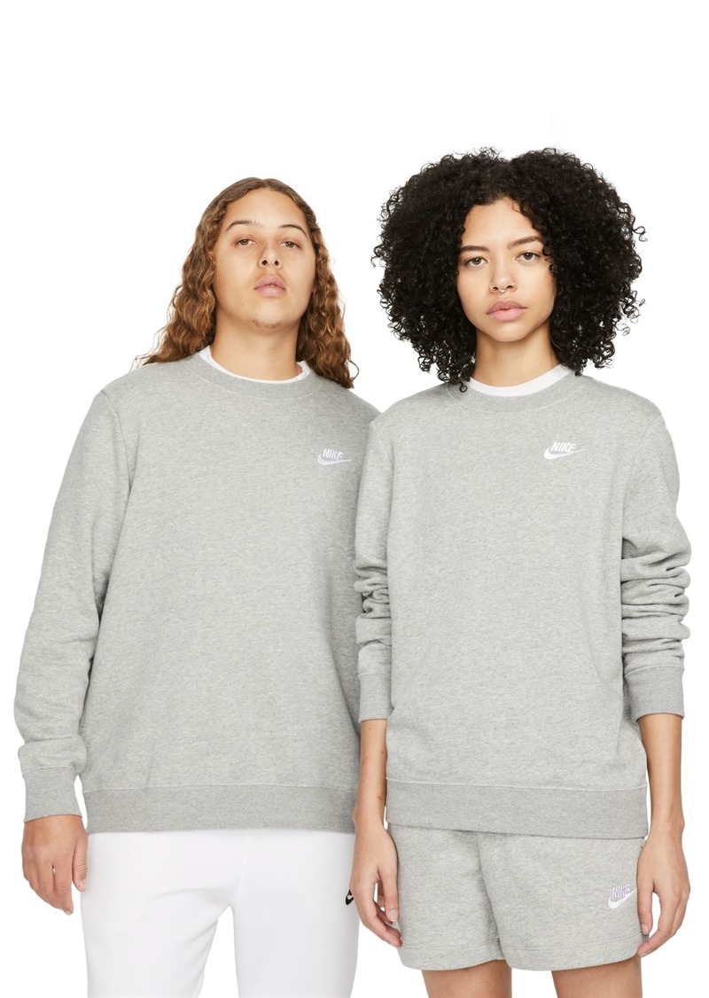 Nike Women's Sportswear Club Fleece Crewneck Sweatshirt - Dark Grey Heather/white