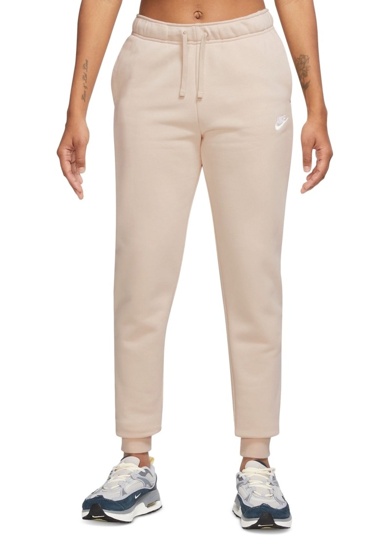 Nike Women's Sportswear Club Fleece Mid-Rise Joggers - Sanddrift/white