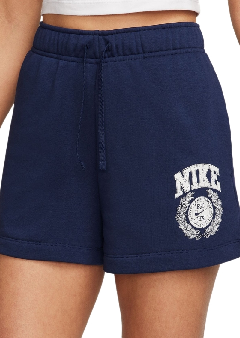 Nike Women's Sportswear Club Fleece Mid-Rise Pull-On Shorts - Midnight Navy