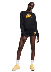 Nike Women's Sportswear Club French Terry Graphic Crewneck Fleece Sweatshirt - Black/university Gold/white