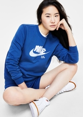 Nike Women's Sportswear Club French Terry Graphic Crewneck Fleece Sweatshirt - Court Blue/lt Armory Blue/white