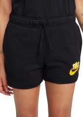 Nike Women's Sportswear Club French Terry Graphic Fleece Shorts - Black/university Gold/white