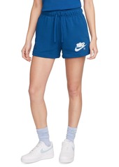 Nike Women's Sportswear Club French Terry Graphic Fleece Shorts - Court Blue/lt Armory Blue/white