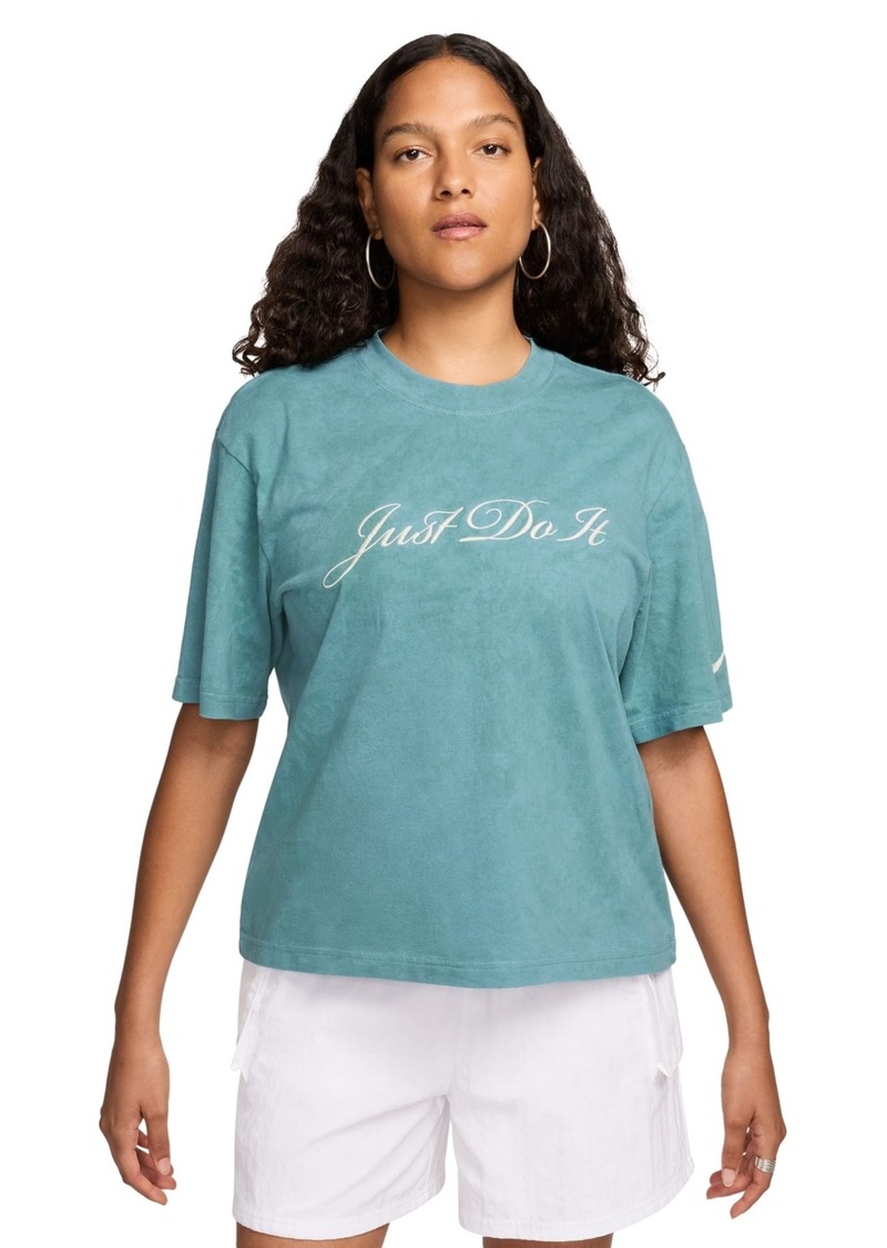 Nike Women's Sportswear Cotton Crewneck Short-Sleeve T-Shirt - Bicoastal/bicoastal