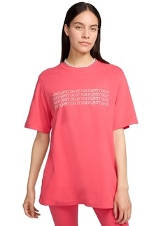 Nike Women's Sportswear Cotton Logo Crewneck T-Shirt - Aster Pink/lt Iron Ore