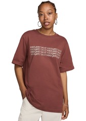 Nike Women's Sportswear Cotton Logo Crewneck T-Shirt - Red Sepia/jade Horizon