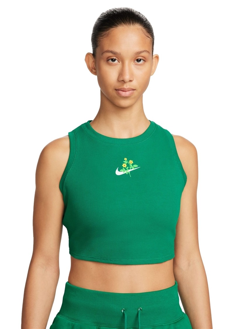 Nike Women's Sportswear Essential Cropped Ribbed Tank Top - Malachite