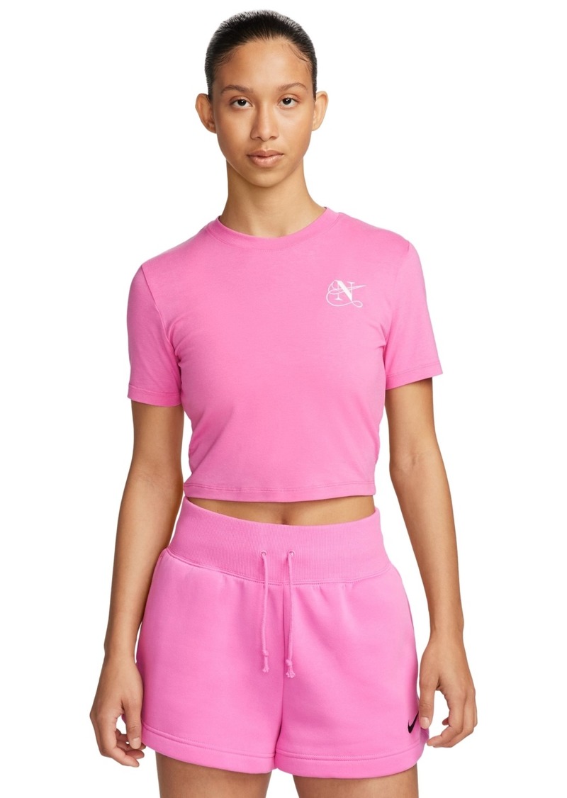 Nike Women's Sportswear Essential Slim-Fit Cropped T-Shirt - Playful Pink