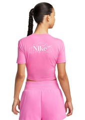 Nike Women's Sportswear Essential Slim-Fit Cropped T-Shirt - Lt Orewood Brn