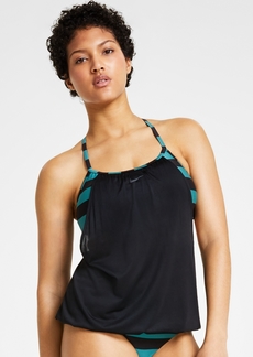 Nike Women's Statement Stripe Layered Tankini Top - Black