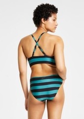 Nike Womens Statement Stripe V Neck Midkini Mid Rise Bottoms